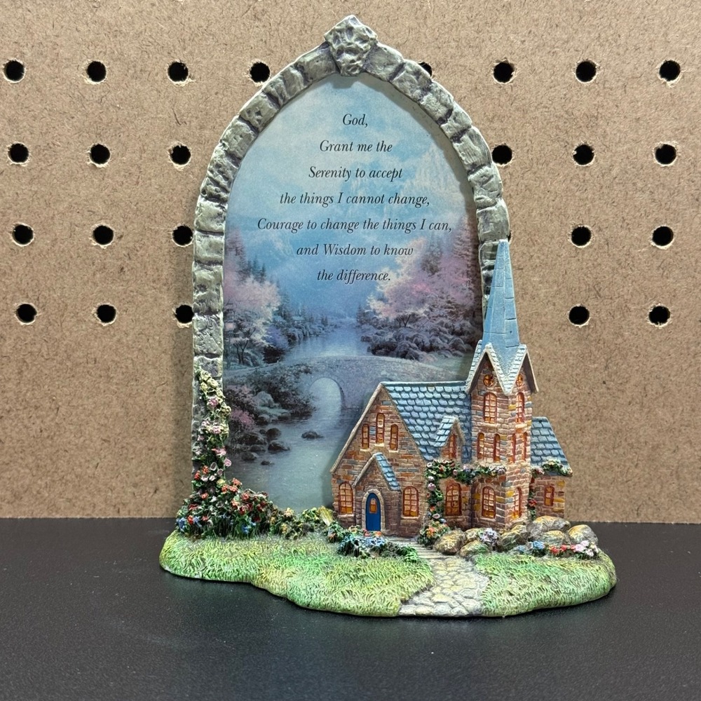 Thomas Kinkade Windows of Prayer Collection The Mountain Chapel Table Decor 2003 - Picture 3 of 8